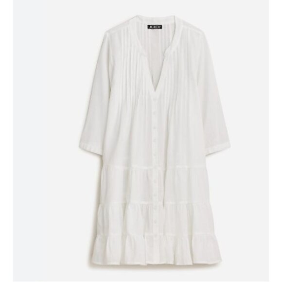 J.Crew Button Front Tiered Cover Up Dress in Cotton Voile Sz M BQ963 - Picture 2 of 8